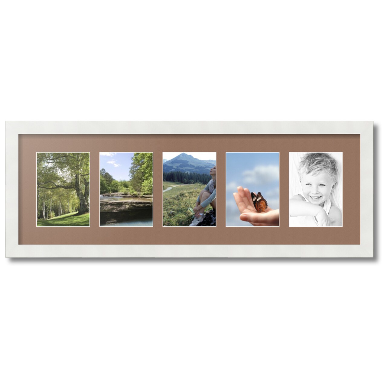 ArtToFrames Collage Photo Picture Frame with 5 - 5x7 inch Openings, Framed in White with Over 62 Mat Color Options and Plexi Glass (CSM-3966-152)